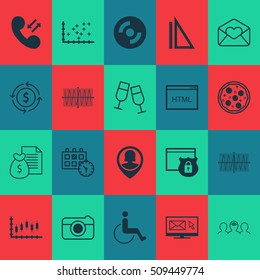 Set Of 20 Universal Editable Icons. Can Be Used For Web, Mobile And App Design. Includes Icons Such As Accessibility, Appointment, Pin Employee And More.