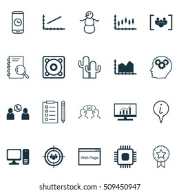 Set Of 20 Universal Editable Icons. Can Be Used For Web, Mobile And App Design. Includes Icons Such As Present Badge, Music, Call Duration And More.