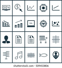 Set Of 20 Universal Editable Icons. Can Be Used For Web, Mobile And App Design. Includes Icons Such As PPC, Digital Media, Fishing And More.