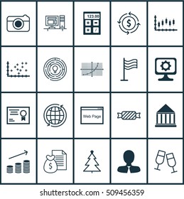 Set Of 20 Universal Editable Icons. Can Be Used For Web, Mobile And App Design. Includes Icons Such As Education Center, Money Recycle, Website And More.