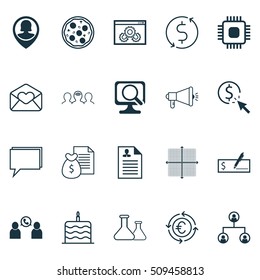 Set Of 20 Universal Editable Icons. Can Be Used For Web, Mobile And App Design. Includes Icons Such As Currency Recycle, Coaching, Phone Conference And More.