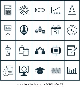 Set Of 20 Universal Editable Icons. Can Be Used For Web, Mobile And App Design. Includes Icons Such As Line Graph, Investment, Employee Location And More.