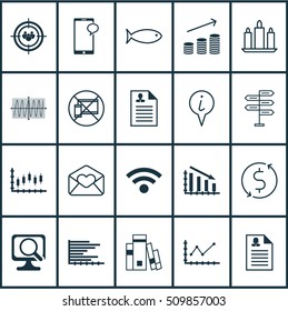 Set Of 20 Universal Editable Icons. Can Be Used For Web, Mobile And App Design. Includes Icons Such As Forbidden Mobile, Changes Graph, Greeting Email And More.