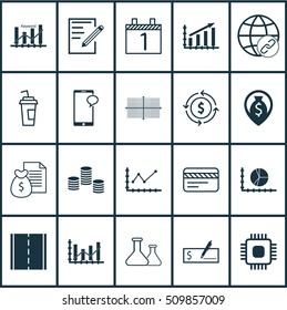 Set Of 20 Universal Editable Icons. Can Be Used For Web, Mobile And App Design. Includes Icons Such As Circle Graph, Profit Graph, Connectivity And More.