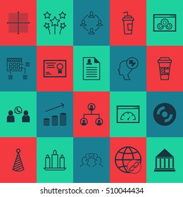 Set Of 20 Universal Editable Icons. Can Be Used For Web, Mobile And App Design. Includes Icons Such As Blank Cd, Website Performance, Certificate And More.