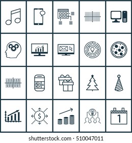 Set Of 20 Universal Editable Icons. Can Be Used For Web, Mobile And App Design. Includes Icons Such As Money, Agenda, Coins Growth And More.