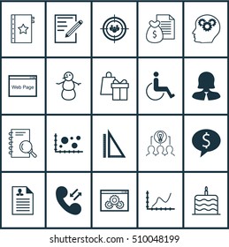 Set Of 20 Universal Editable Icons. Can Be Used For Web, Mobile And App Design. Includes Icons Such As Paper, Achievement Graph, Collaborative Solution And More.