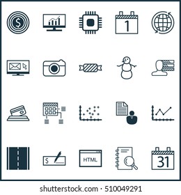 Set Of 20 Universal Editable Icons. Can Be Used For Web, Mobile And App Design. Includes Icons Such As Winter, Coding, Report And More.
