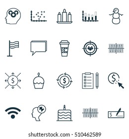 Set Of 20 Universal Editable Icons. Can Be Used For Web, Mobile And App Design. Includes Icons Such As Conference, Human Mind, Reminder And More.