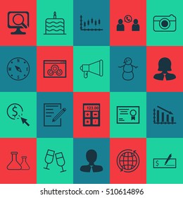 Set Of 20 Universal Editable Icons. Can Be Used For Web, Mobile And App Design. Includes Icons Such As Locate, Chemical, PPC And More.