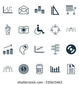 Set Of 20 Universal Editable Icons. Can Be Used For Web, Mobile And App Design. Includes Icons Such As Female Application, Street, Greeting Email And More.