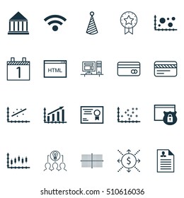 Set Of 20 Universal Editable Icons. Can Be Used For Web, Mobile And App Design. Includes Icons Such As Agenda, Comparison, Bank Card And More.