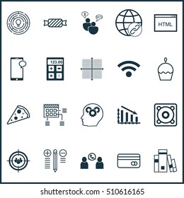 Set Of 20 Universal Editable Icons. Can Be Used For Web, Mobile And App Design. Includes Icons Such As Music, Focus Group, Brain Process And More.