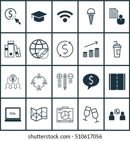 Set Of 20 Universal Editable Icons. Can Be Used For Web, Mobile And App Design. Includes Icons Such As Graduation, Collaboration, Road Map And More.