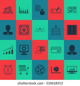 Set Of 20 Universal Editable Icons. Can Be Used For Web, Mobile And App Design. Includes Icons Such As Report, Manager, Bank Payment And More.