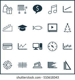 Set Of 20 Universal Editable Icons. Can Be Used For Web, Mobile And App Design. Includes Icons Such As Line Graph, Growth, Graduation And More.
