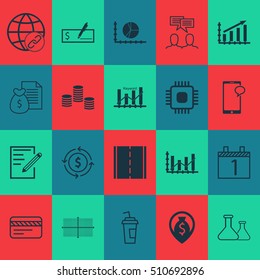 Set Of 20 Universal Editable Icons. Can Be Used For Web, Mobile And App Design. Includes Icons Such As Photo Camera, Discussion, Chip And More.