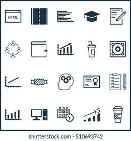 Set Of 20 Universal Editable Icons. Can Be Used For Web, Mobile And App Design. Includes Icons Such As Profit Graph, Coding, Music And More.
