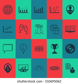 Set Of 20 Universal Editable Icons. Can Be Used For Web, Mobile And App Design. Includes Icons Such As Present, Discussion, Report And More.