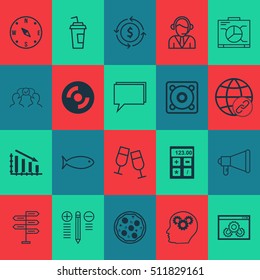 Set Of 20 Universal Editable Icons. Can Be Used For Web, Mobile And App Design. Includes Icons Such As Connectivity, Brain Process, Fishing And More.
