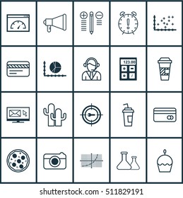 Set Of 20 Universal Editable Icons. Can Be Used For Web, Mobile And App Design. Includes Icons Such As Line Grid, Pizza Meal, Chemical And More.