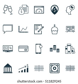 Set Of 20 Universal Editable Icons. Can Be Used For Web, Mobile And App Design. Includes Icons Such As Computer, Loading Speed, Money Navigation And More.