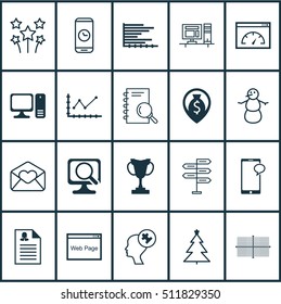 Set Of 20 Universal Editable Icons. Can Be Used For Web, Mobile And App Design. Includes Icons Such As Website, Human Mind, Computer And More.