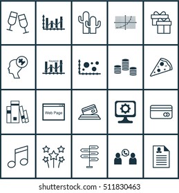 Set Of 20 Universal Editable Icons. Can Be Used For Web, Mobile And App Design. Includes Icons Such As Cacti, Champagne Glasses, Opportunity And More.