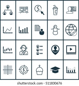 Set Of 20 Universal Editable Icons. Can Be Used For Web, Mobile And App Design. Includes Icons Such As Personal Skills, Graphical Grid, Drink Cup And More.