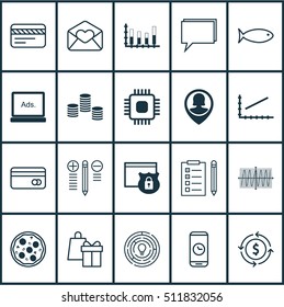 Set Of 20 Universal Editable Icons. Can Be Used For Web, Mobile And App Design. Includes Icons Such As Line Graph, Greeting Email, Money And More.