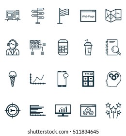 Set Of 20 Universal Editable Icons. Can Be Used For Web, Mobile And App Design. Includes Icons Such As Website, Messaging, Schedule And More.