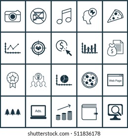 Set Of 20 Universal Editable Icons. Can Be Used For Web, Mobile And App Design. Includes Icons Such As Collaborative Solution, Crotchets, Circle Graph And More.