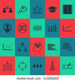 Set Of 20 Universal Editable Icons. Can Be Used For Web, Mobile And App Design. Includes Icons Such As Forbidden Mobile, Phone Conference, Birthday Hat And More.