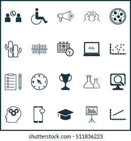 Set Of 20 Universal Editable Icons. Can Be Used For Web, Mobile And App Design. Includes Icons Such As Media Campaign, Chemical, Messaging And More.