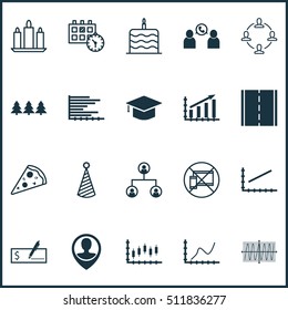 Set Of 20 Universal Editable Icons. Can Be Used For Web, Mobile And App Design. Includes Icons Such As Holiday Ornament, Cosinus Diagram, Photo Camera And More.