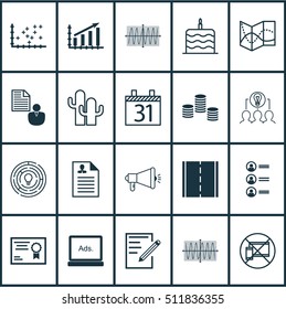 Set Of 20 Universal Editable Icons. Can Be Used For Web, Mobile And App Design. Includes Icons Such As Celebration Cake, Road Map, Sinus Graph And More.