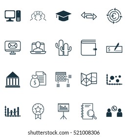 Set Of 20 Universal Editable Icons. Can Be Used For Web, Mobile And App Design. Includes Elements Such As Social Profile, Presentation, Analysis And More.