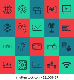 Set Of 20 Universal Editable Icons. Can Be Used For Web, Mobile And App Design. Includes Elements Such As Human Mind, Wireless, Questionnaire And More.