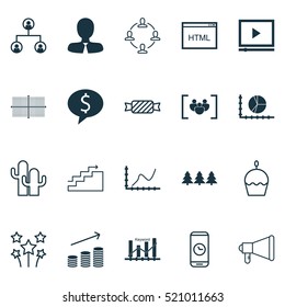 Set Of 20 Universal Editable Icons. Can Be Used For Web, Mobile And App Design. Includes Elements Such As Tree Structure, Coding, Achievement Graph And More.