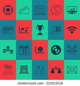 Set Of 20 Universal Editable Icons. Can Be Used For Web, Mobile And App Design. Includes Elements Such As Chemical, Wireless, Date And More.