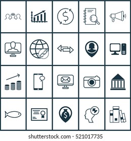 Set Of 20 Universal Editable Icons. Can Be Used For Web, Mobile And App Design. Includes Elements Such As Crossroad, Pin Employee, Profit Graph And More.