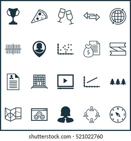 Set Of 20 Universal Editable Icons. Can Be Used For Web, Mobile And App Design. Includes Elements Such As Tournament, Crossroad, World And More.