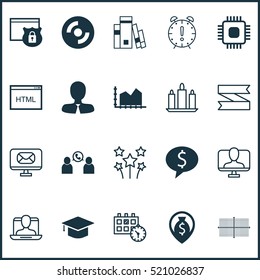 Set Of 20 Universal Editable Icons. Can Be Used For Web, Mobile And App Design. Includes Elements Such As Phone Conference, Festive Fireworks, Money Navigation And More.
