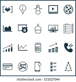 Set Of 20 Universal Editable Icons. Can Be Used For Web, Mobile And App Design. Includes Elements Such As Decorated Tree, Bank Card, Info Pointer And More.