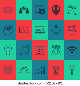 Set Of 20 Universal Editable Icons. Can Be Used For Web, Mobile And App Design. Includes Elements Such As Employee Location, Collaboration, Newsletter And More.