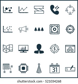 Set Of 20 Universal Editable Icons. Includes Elements Such As Music, Holiday Ornament, Website Performance And More