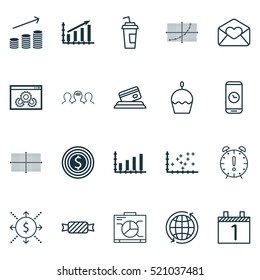 Set Of 20 Universal Editable Icons. Includes Universal Editable Elements Such As Dynamics, Coaching, Business Goal And More