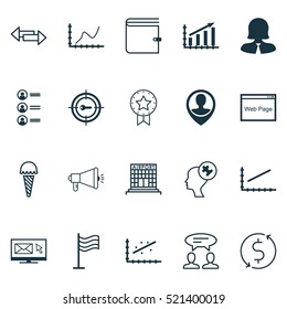 Set Of 20 Universal Editable Icons. Can Be Used For Web, Mobile And App Design. Includes Elements Such As Achievement Graph, Pin, Website And More.