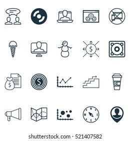 Set Of 20 Universal Editable Icons. Can Be Used For Web, Mobile And App Design. Includes Elements Such As Changes Graph, Money, Website Performance And More.