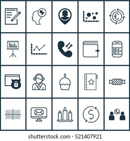 Set Of 20 Universal Editable Icons. Can Be Used For Web, Mobile And App Design. Includes Elements Such As Operator, Security, Presentation And More.